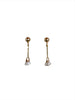 Button Pearl Drop 14k Yellow Gold Stud Earrings