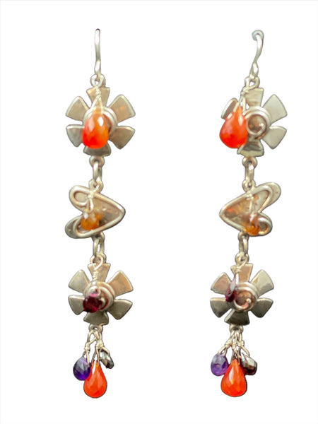 Haight Street Daisy & Lead with your Heart Long Drop Earrings