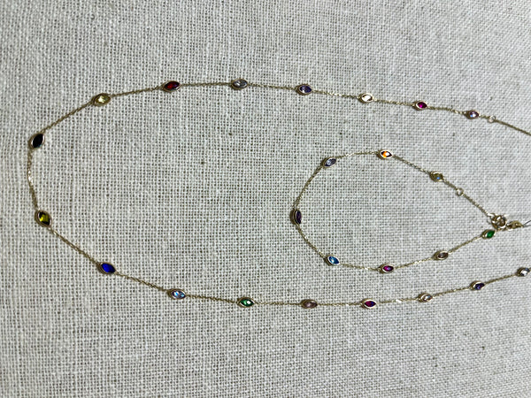 10K Yellow Gold Marquee Gemstone Garland Necklace