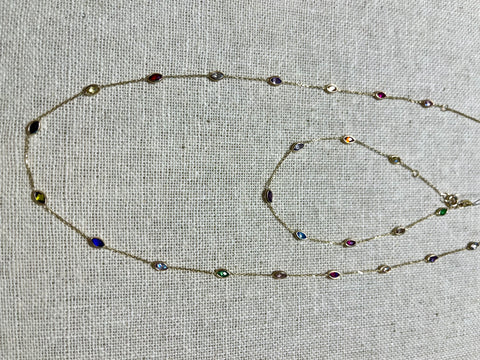 10K Yellow Gold Marquee Gemstone Garland Necklace