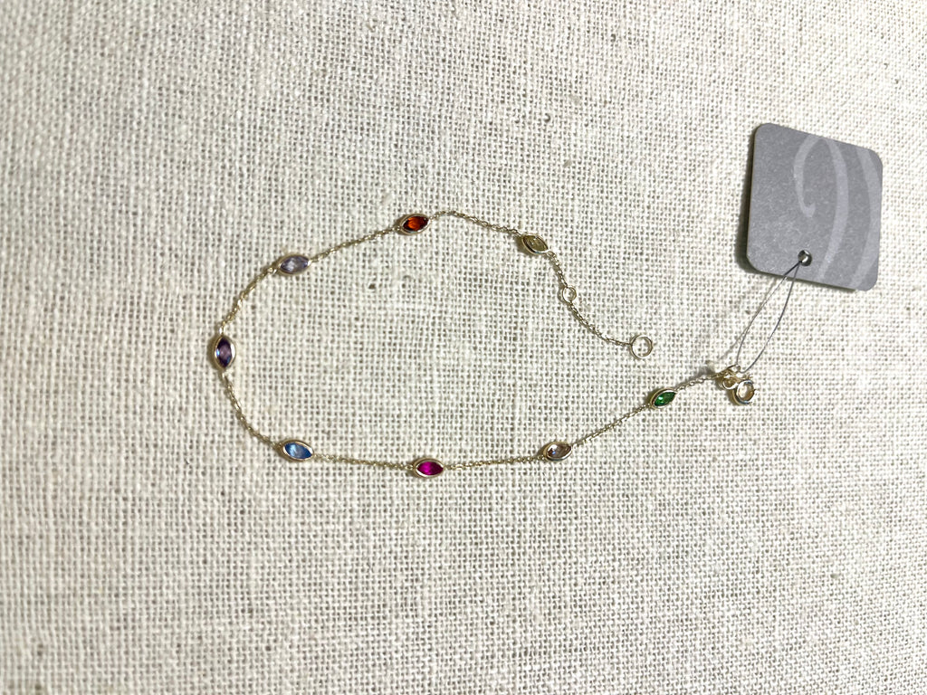 10K Yellow Gold Marquee Gemstone Garland Bracelet