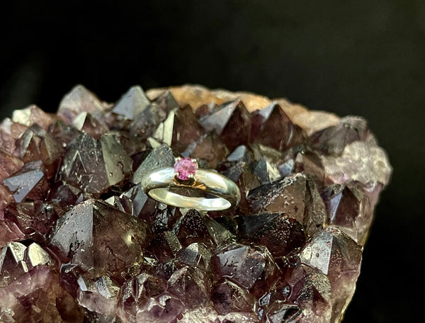 Pink Elegance: Faceted Tourmaline Sterling Silver Ring
