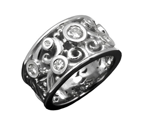 Custom made 19K White Gold Diamond Ring