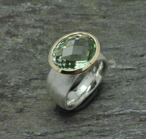 Green Amethyst, 18K & Sterling Ring