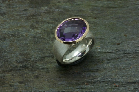 Oval Amethyst, 18k & Sterling Ring SOLD OUT