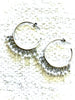 Sterling Silver Large Pearl Hoops with Small Button Pearls SOLD OUT