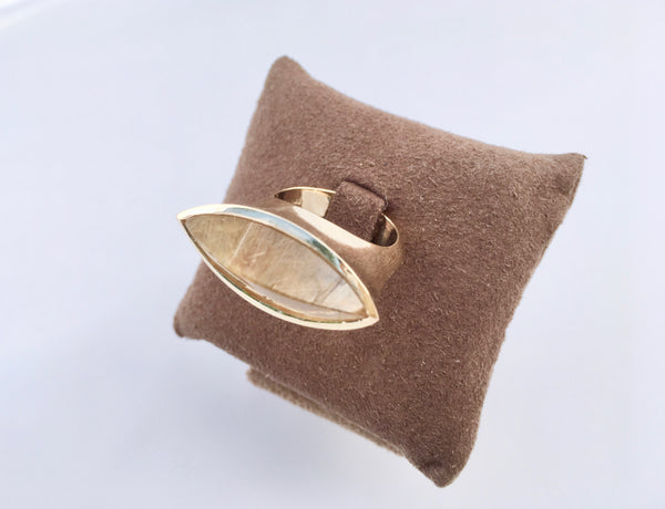 Facetted Rutilated Quartz 14K Yellow Gold Energy Ring