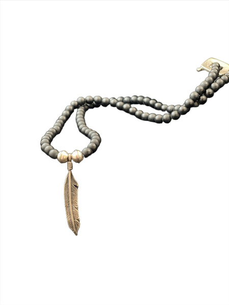 SW Sterling Silver Navajo Feather & Black Onyx Necklace