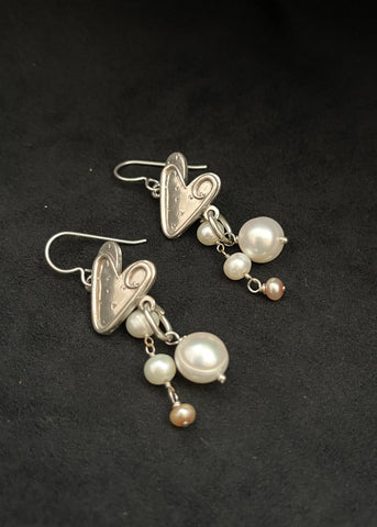Lead With Your Heart Sterling & Pearl Cluster Earrings SOLD OUT