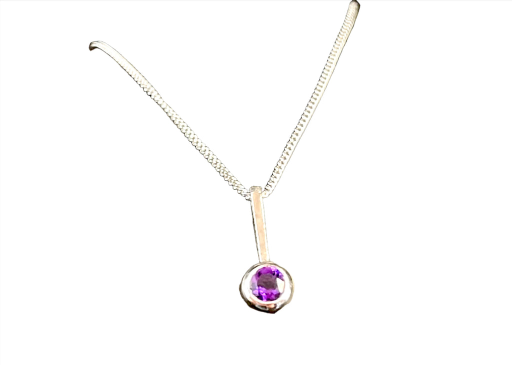 Amethyst Sterling Drop Pendant